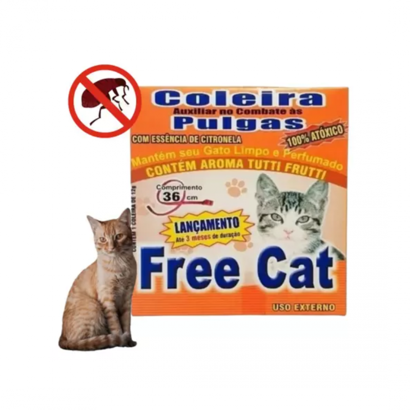 FREE CAT COLEIRA AUXILIAR NO COMBATE AS PULGAS - 1UN