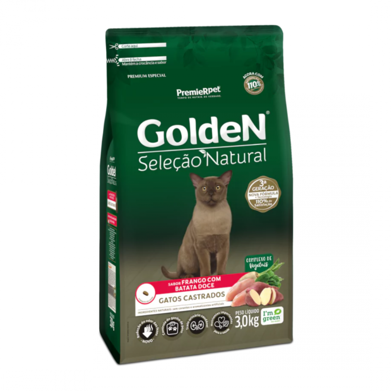 GOLDEN SELEÇÃO NATURAL GATOS CAST FRANGO/ BATATA - 3KG