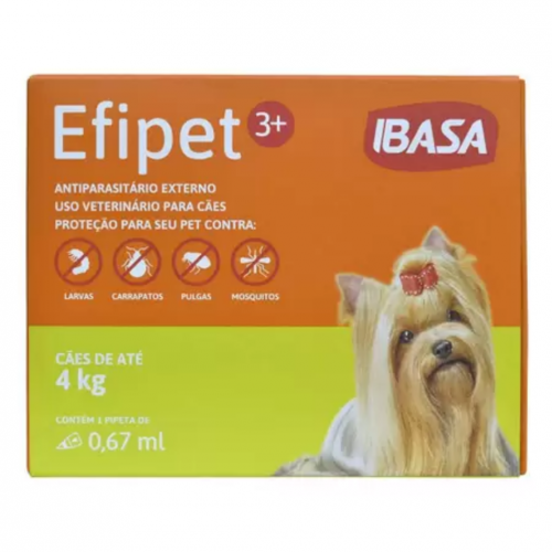 EFIPET ANTIPARASITARIO EXTERNO CAES ATÉ 4KG - 1PIPETA