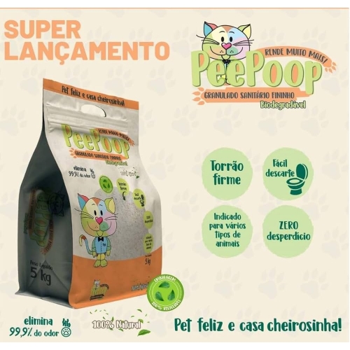 PEEPOOP GRANULADO SANITARIO FININHO BIODEGRADAVEL - 5KG