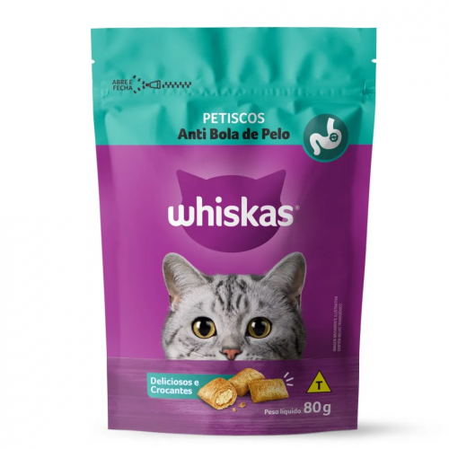 WHISKAS PETISCOS ANTI BOLA DE PELO - 80G