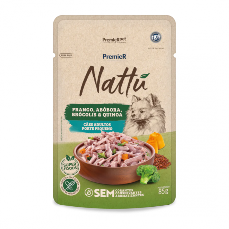 SACHE GOURMET NATTU CAES PEQ PORTE AD ABOBORA 85G