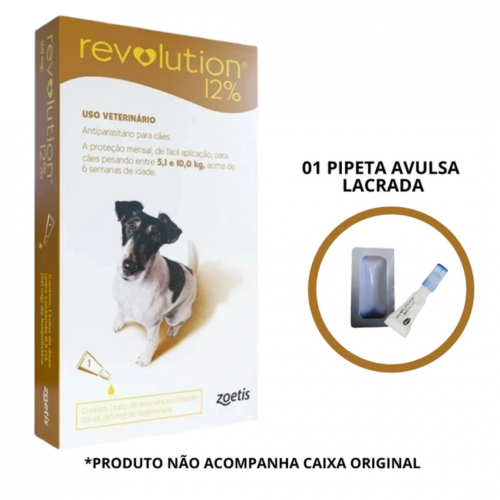 REVOLUTION 12% ANTIPARASITARIO PARA CAES 5,1 A 10KG - 1 PIPETA