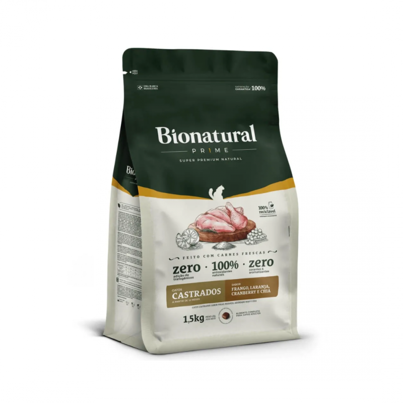 BIONATURAL GATOS CAST FRANGO 1,5KG