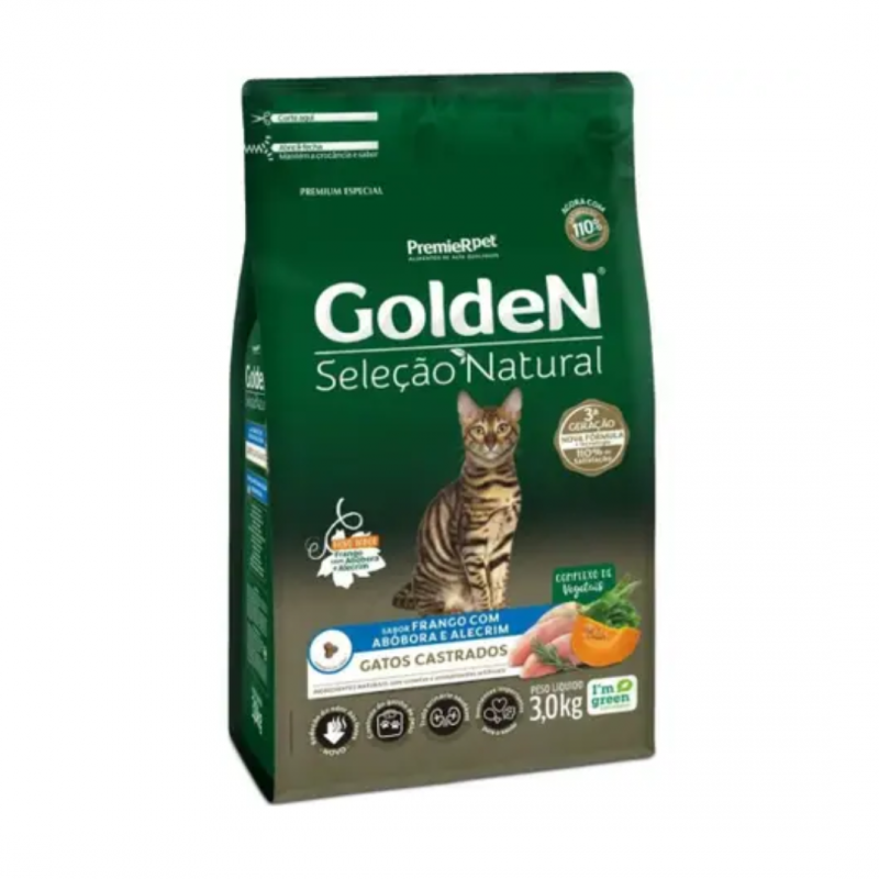 GOLDEN SELEÇÃO NATURAL GATOS CAST FRANGO/ ABOBORA - 3KG