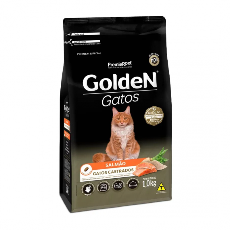 GOLDEN GATO CASTRADO SALMÃO - 1KG