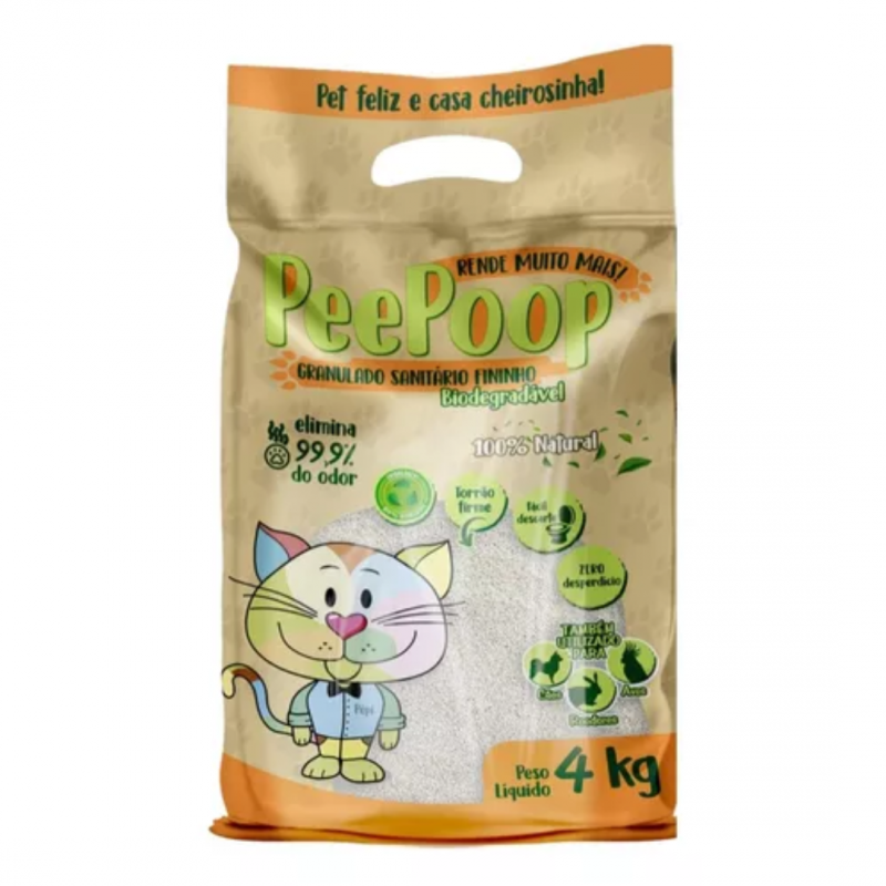 PEEPOOP GRANULADO SANITARIO FININHO BIODEGRADAVEL - 4KG