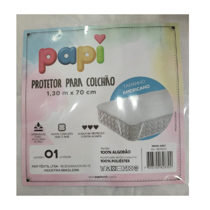 PROTETOR PARA COLCHAO PAPI  AMERICANO 1,30M X 70CM