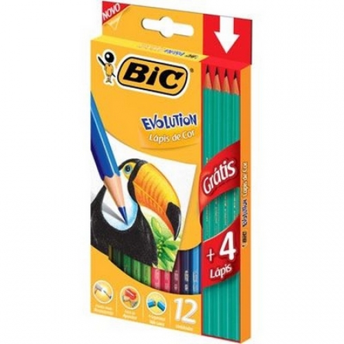 LAPIS DE COR BIC EVOLUTION 12 CORES + 4 LAPIS