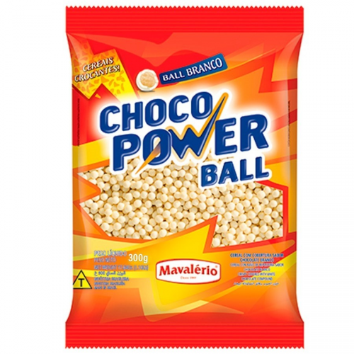 CHOCO POWER BALL MINI BRANCO - MAVALÉRIO 300g