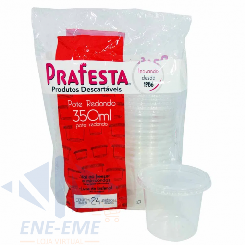 POTE REDONDO 350ML PRAFESTA PCT C/24 UNIDADES