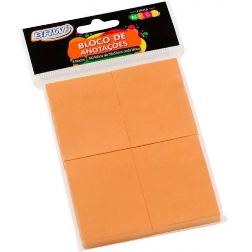 BLOCO SMART NOTES 38x51mm - LARANJA NEON - 100fls - BRW