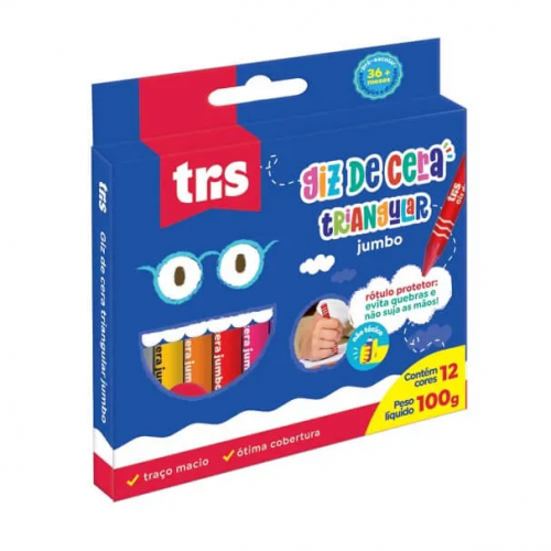 GIZ DE CERA JUMBO - TRIS 12 CORES