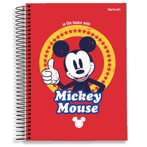 CADERNO 1/4 80 FOLHAS STARSCHOOL MICKEY MOUSE IN THE HOUSE WITH