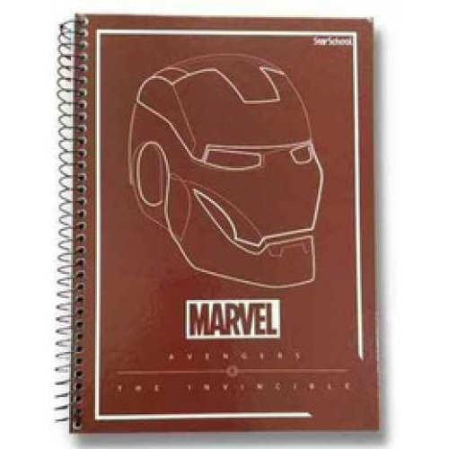 CADERNO 1/4 80 FOLHAS STARSCHOOL MARVEL HOMEM DE FERRO THE INVINCIBLE