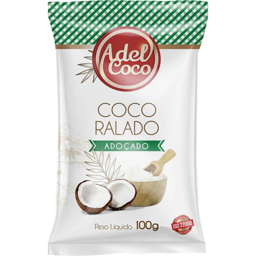 COCO RALADO ÚMIDO E ADOÇADO EM FLOCOS - ADEL COCO 100g