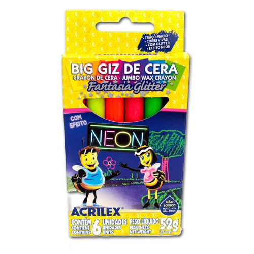 GIZ DE CERA NEON - 6 CORES - Acrilex