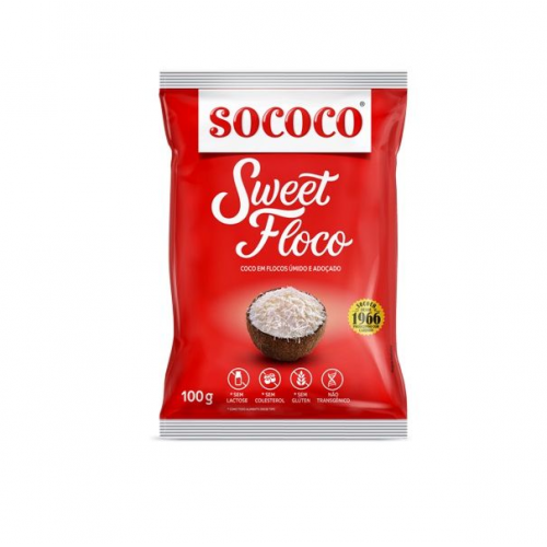 COCO RALADO ÚMIDO E ADOÇADO EM FLOCOS - SOCOCO 100g