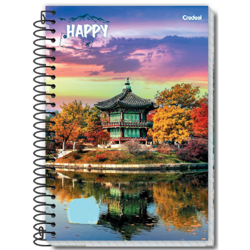 CADERNO 1/4 80 FOLHAS QUADRICULADO CREDEAL HAPPY CASA