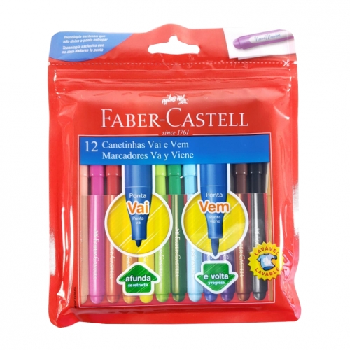 12 CANETINHAS MARCADORES FABER CASTELL VAI VEM 24 CORES