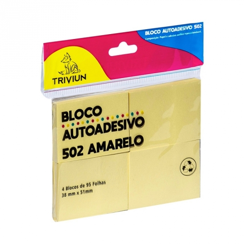 BLOCO AUTOADESIVO AMARELO C/4