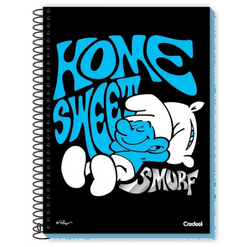 CADERNO UNIVERSITÁRIO 1 MATÉRIA 80F SMURFS HOME SWEET SMURF