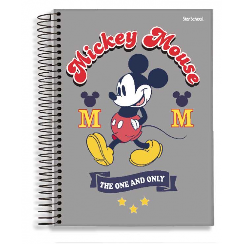 CADERNO 1/4 80 FOLHAS STARSCHOOL MICKEY MOUSE THE ONE AND ONLY