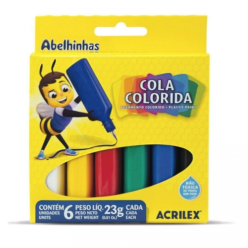 COLA COLORIDA PLASTIC PAINT 23g 6 CORES ACRILEX