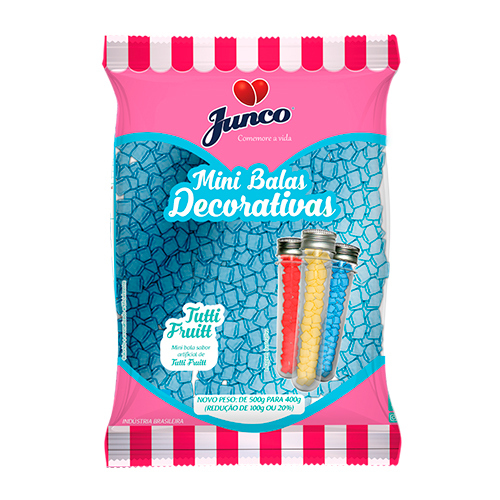 MINI BALAS AZUL SABOR ARTIFICIAL DE TUTTI FRUTTI - JUNCO 400g