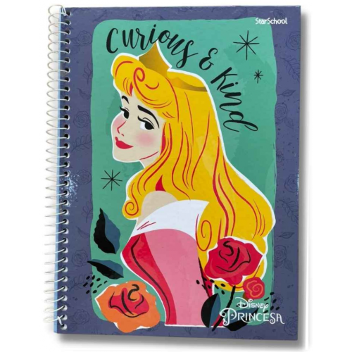 CADERNO 1/4 80 FOLHAS STARSCHOOL DISNEY PRINCESA AURORA CURIOUS E KIND