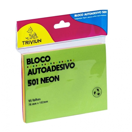 BLOCO AUTOADESIVO NEON DIVERSOS 76MMX102MM