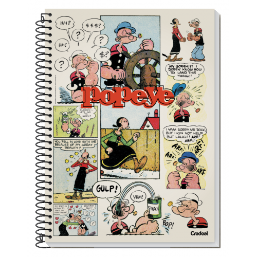 CADERNO UNIVERSITÁRIO 1 MATÉRIA 80F POPEYE QUADRINHOS