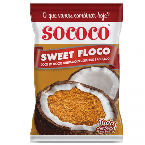 COCO RALADO QUEIMADO DESIDRATADO E ADOÇADO EM FLOCOS - SOCOCO 1Kg