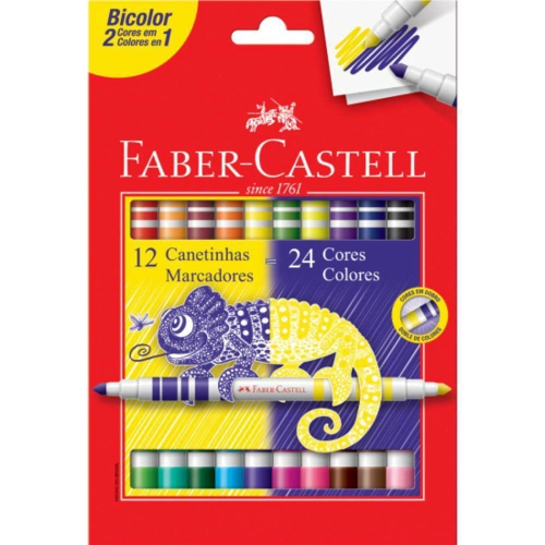 12 CANETINHAS MARCADORES FABER CASTELL 24 CORES