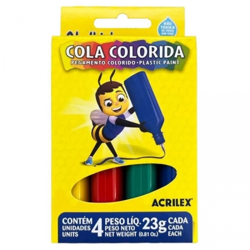 COLA COLORIDA PLASTIC PAINT 23g 4 CORES ACRILEX