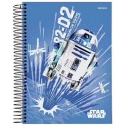 CADERNO 1/4 80 FOLHAS STARSCHOOL STAR WARS R2-D2