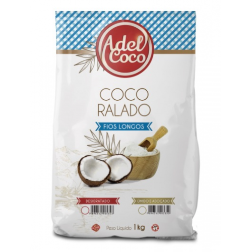 COCO RALADO ÚMIDO E ADOÇADO EM FLOCOS - ADEL COCO 1Kg