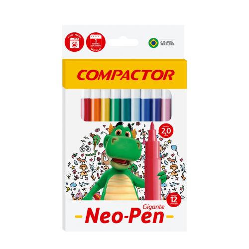 CANETINHA HIDROGRÁFICA NEO PEN GIGANTE COM 12 CORES - COMPACTOR