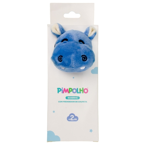 NANINHA COM PRENDEDOR DE CHUPETA MASC PIMPOLHO AZUL/HIPOPOTA