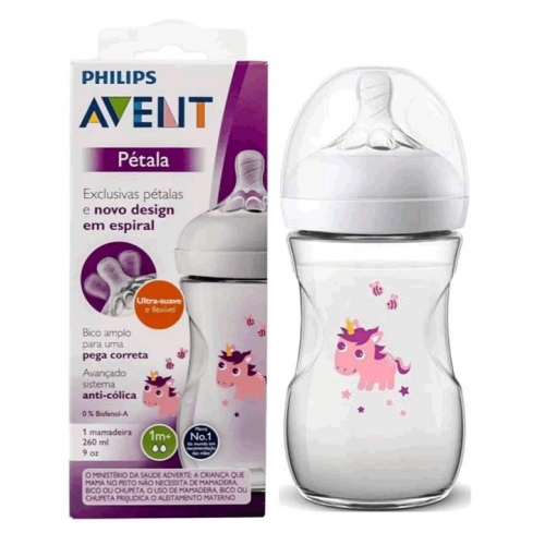 MAMADEIRA AVENT PETALA UNICORNIO 260ML 1M+