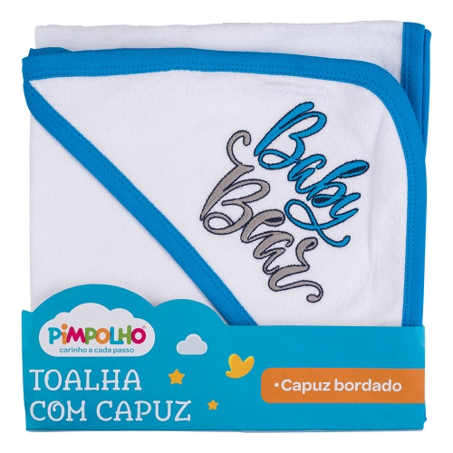 TOALHA INFANTIL TAM 75X72 MASC PIMPOLHO BRANCO/AZUL