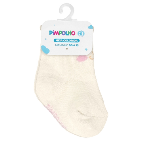 MEIA COLORIDA 00-15 FEM PIMPOLHO OFF WHITE/URSINHA