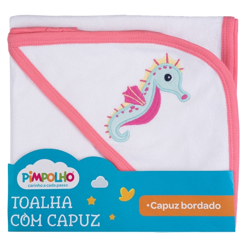 TOALHA INFANTIL TAM 75X72 FEM PIMPOLHO BRANCO/ROSA