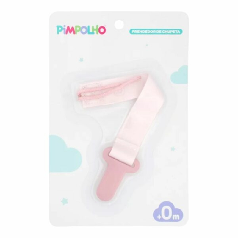 PRENDEDOR DE CHUPETA LISO 14CM FEM PIMPOLHO ROSA