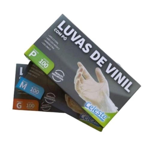 LUVAS VINIL C/ AMIDO P 100 UND.