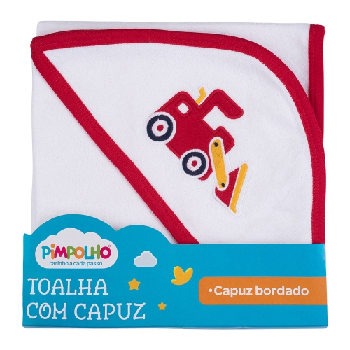 TOALHA INFANTIL TAM 75X72 MASC PIMPOLHO BRANCO/VERMELHO