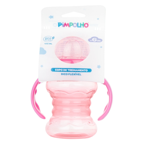 COPO C/ALCA E BICO DE SILICONE 120ML FEM PIMPOLHO ROSA