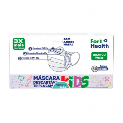 MASCARA INFANTIL TRIPLA PROTEÇÃO C/ FILTRO FORT FLEX  - 50 U