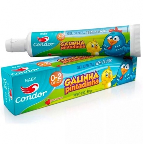 GEL DENTAL GALINHA PINTADINHA S/FLUOR MORANGO 50G