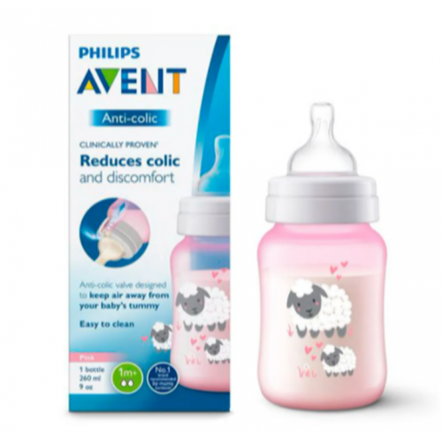 MAMADEIRA ANTI-COLICA AVENT DEC. OVELHA 260ML 1M+